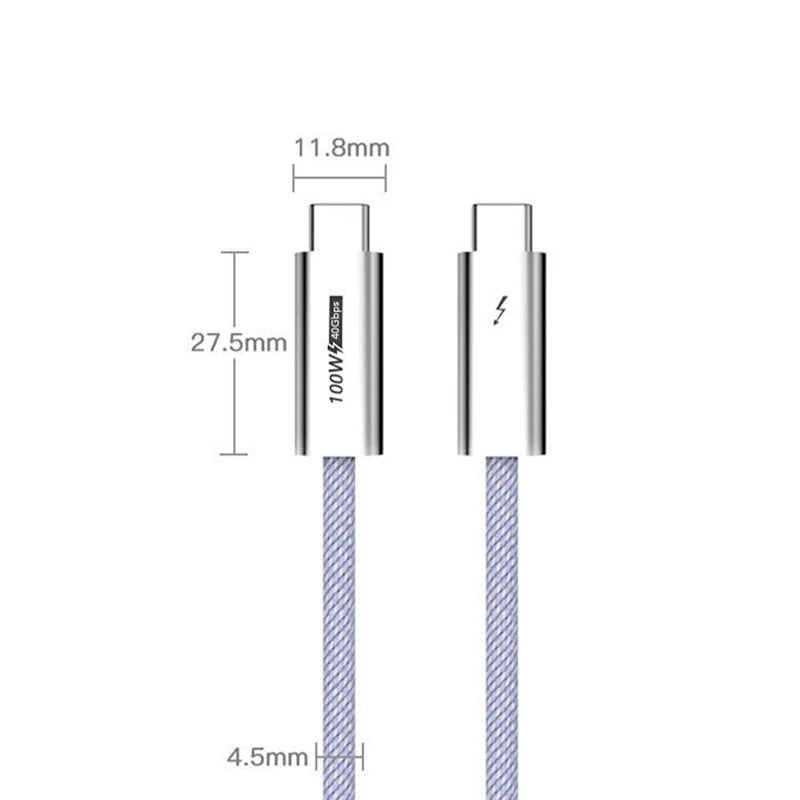 0.5/1M USB 4 Type C Thunderbolt4 Cable 40Gbps Data Transfer 100W PD Charge 8K@60 Colorful Braid Cables Thunderbolt 3 for Macbook