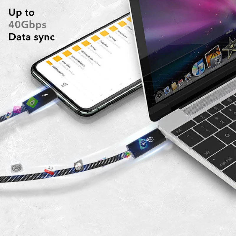 0.5/1M USB 4 Type C Thunderbolt4 Cable 40Gbps Data Transfer 100W PD Charge 8K@60 Colorful Braid Cables Thunderbolt 3 for Macbook