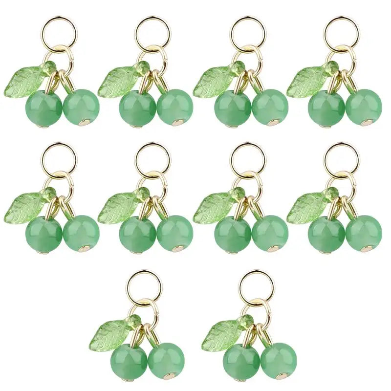 10Pcs/lot Fashion Delicious Red Cherry Keychain Summer Fruit Cherries Pendant Keyring For Women Men Jewelry Bag Accessories Gift