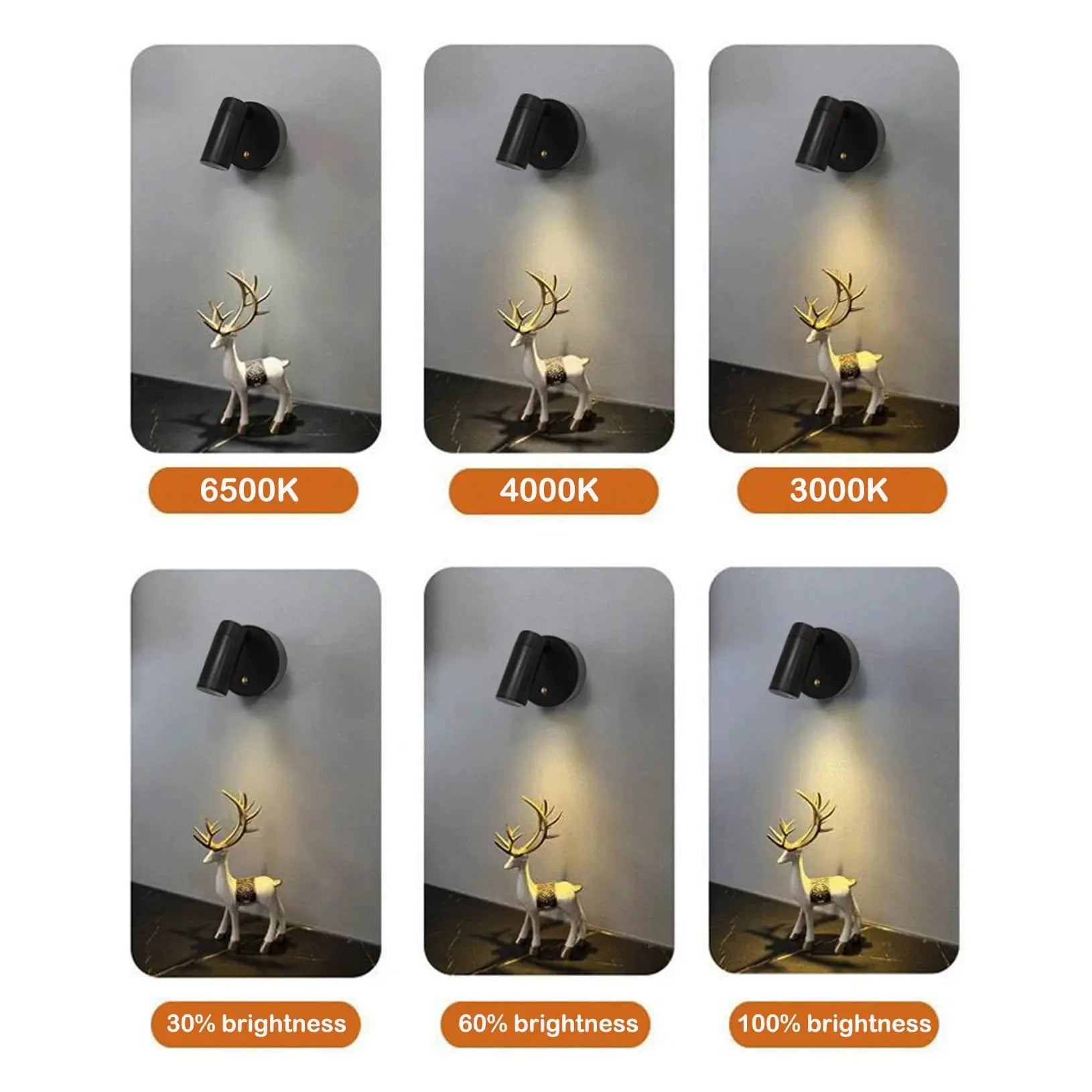 Magnetic Base USB Rechargeable LED Cordless Wall Light with Touch Switch Black White Magnet Dimmable Bedside Lamp for Reading