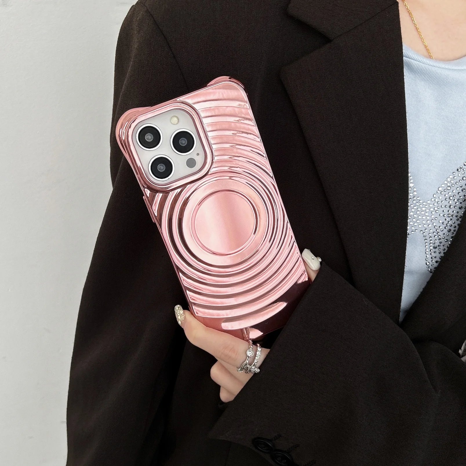 Electroplate Ripple Pattern Magnetic Case For IPhone 11 12 13 14 15 16 Pro Max Plus For Magsafe Shockproof Plating Wave Cover