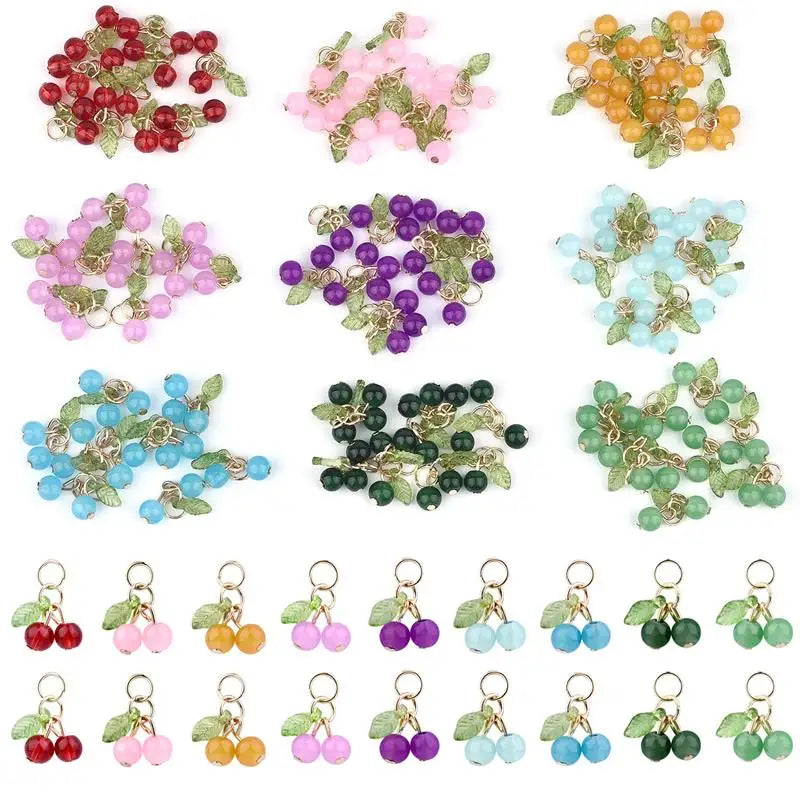 10Pcs/lot Fashion Delicious Red Cherry Keychain Summer Fruit Cherries Pendant Keyring For Women Men Jewelry Bag Accessories Gift