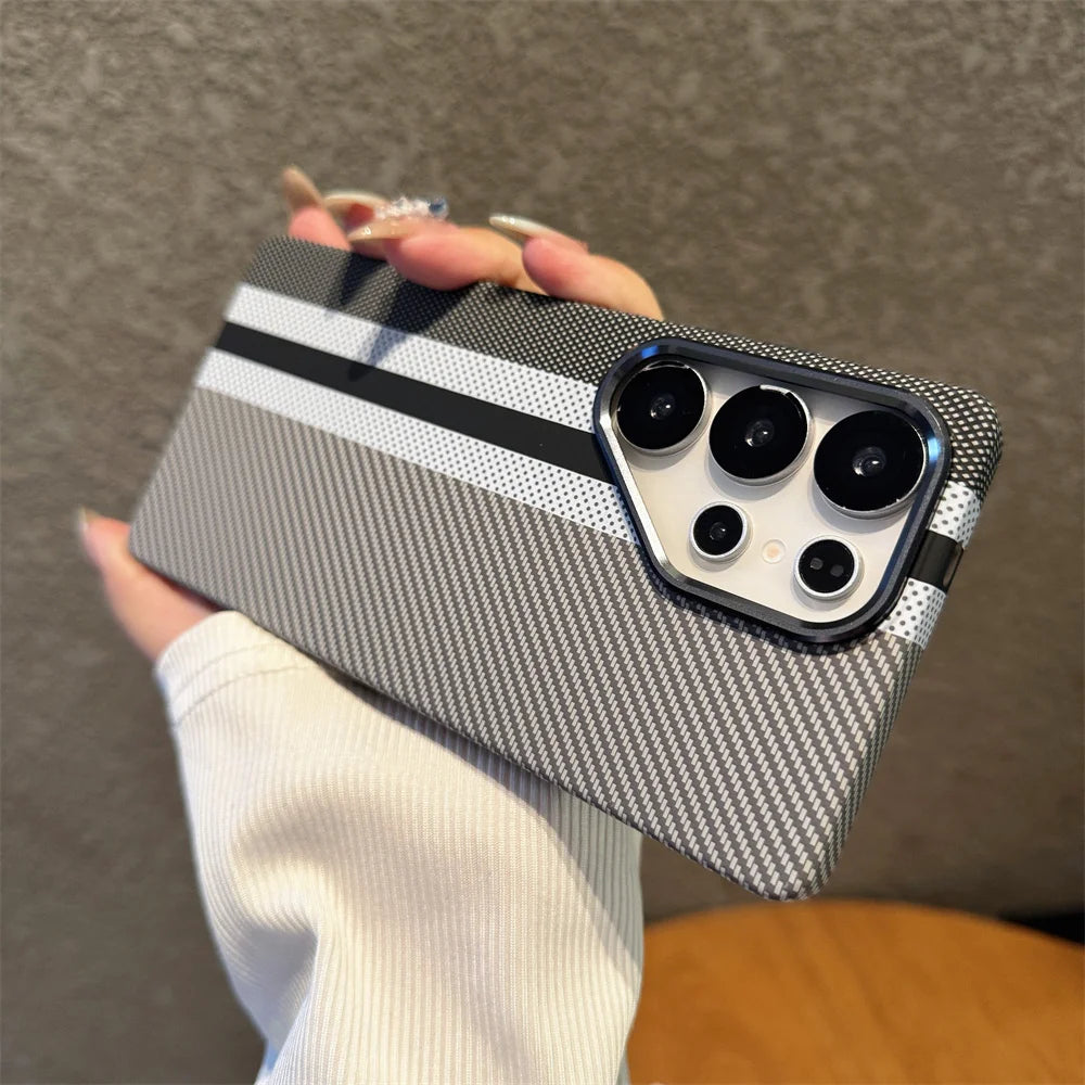 Luxury Colorful Kevlar Carbon Fiber Magnetic Phone Case For Samsung S26 S24 S25 Ultra S23 Plus For Magsafe Wireless Charge Cover