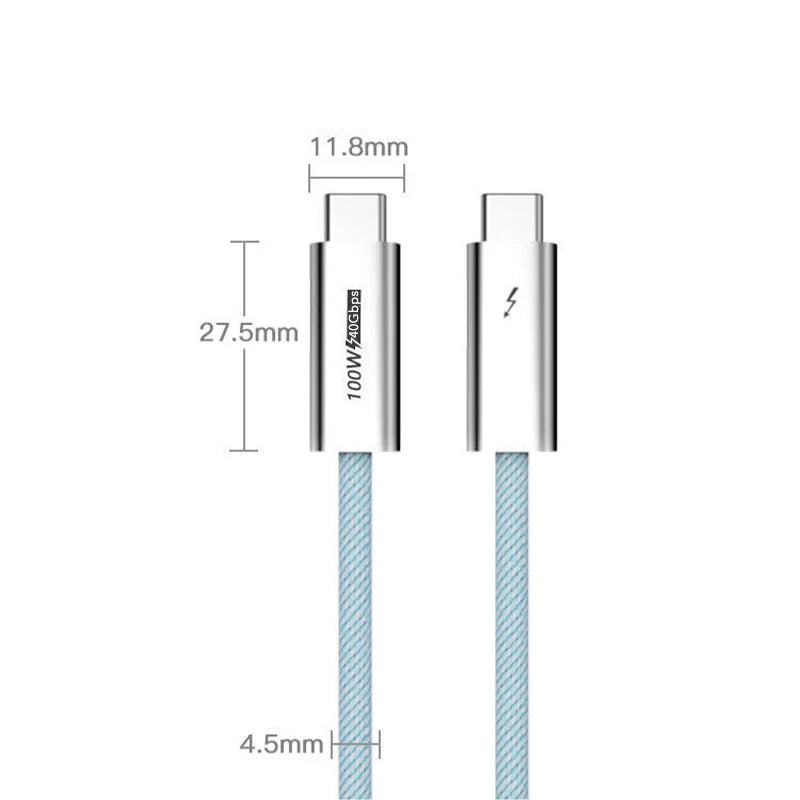 0.5/1M USB 4 Type C Thunderbolt4 Cable 40Gbps Data Transfer 100W PD Charge 8K@60 Colorful Braid Cables Thunderbolt 3 for Macbook
