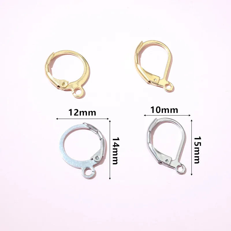 30pcs 14x12mm 15x10mm No Fade Stainless Steel French Lever Earring Hooks Clips DIY Earwire Earrings Jewelry Findings Accessories