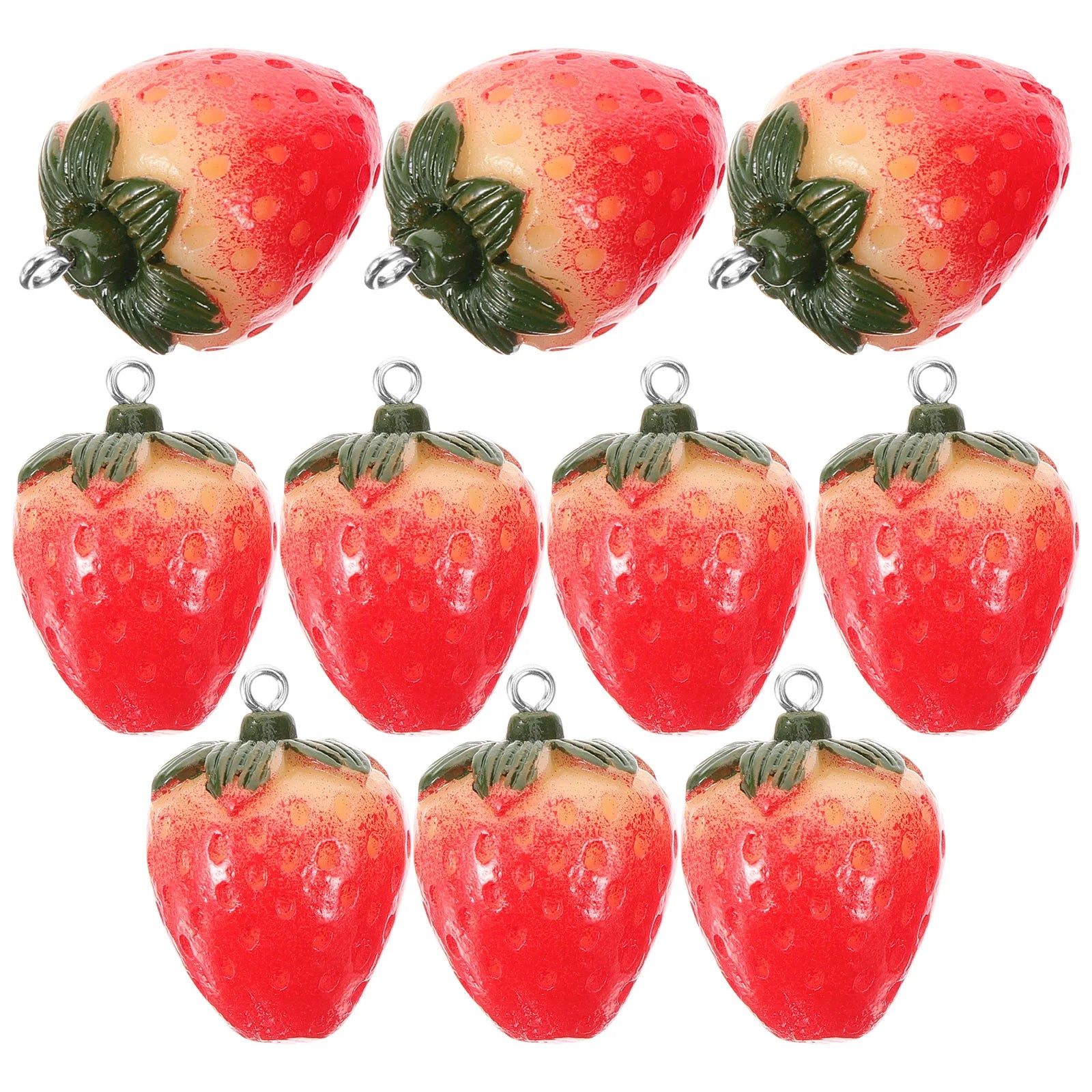 10pcs Strawberry Resin Jewelry Charms Pendant Earrings Keychain Accessories Fruit Decorations Crafting Supplies