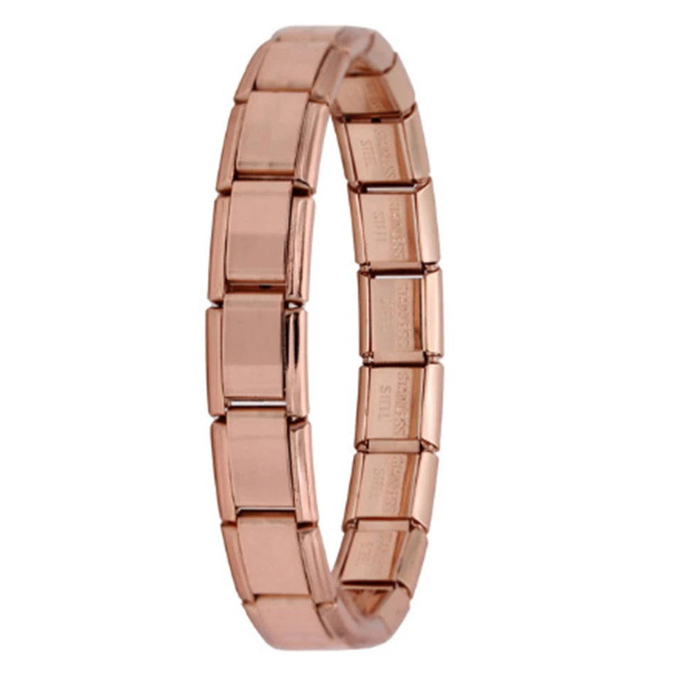 Yupsk Trendy Square Italy Stainless Steel Bracelets For Women Men HipHop Metal  Modules Stretchable Gift Birthday Party Jewelry
