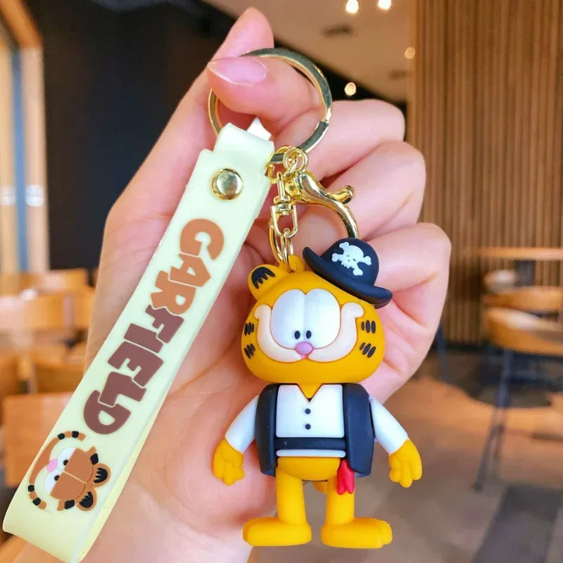 Cartoon Anime Kawaii Garfield Cat Keychain Backpack Pendant Car Key Chain Phone Bag Ornament Jewelry Kids Adult Birthday Gifts