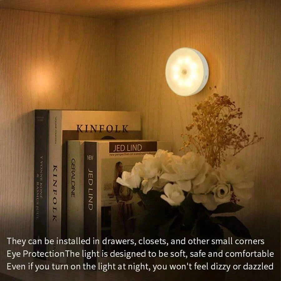 PIR Motion Sensor Night Light,Rechargeable LED Wall Lamp,Indoor Corridor Bedroom Stairs Closet,Warm White Lighting,Night Light