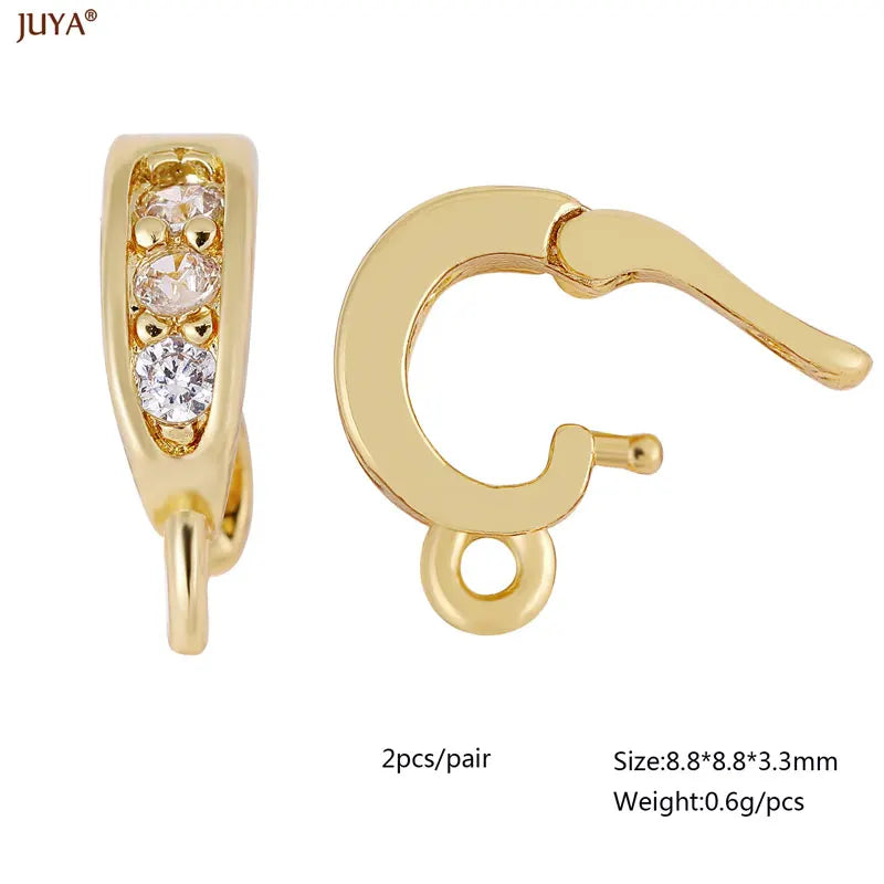 JUYA 18k Gold Silver Plated Copper Hooks Connectors Clasps Fastener For DIY Needlework Pearls Jewelry Making Accessories