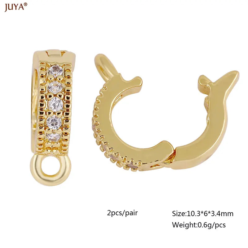 JUYA 18k Gold Silver Plated Copper Hooks Connectors Clasps Fastener For DIY Needlework Pearls Jewelry Making Accessories