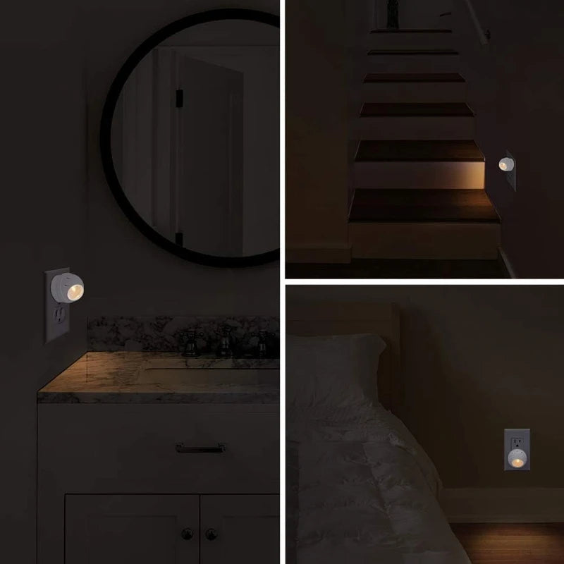 Emotionlite Plug-in Night Lights, Warm White LED Nightlight, 360° Rotation, Dusk to Dawn Sensor, Kids, Adult, Bedroom, Hallway