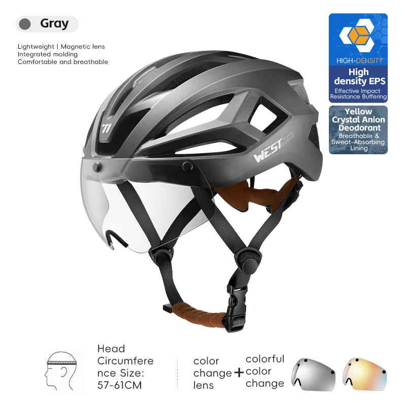 WEST BIKING Magnetic Goggles Bike Helmet Ultralight Aero Cycling Helmet Men Women Electric Scooter Motorcycle Bicycle Helmet