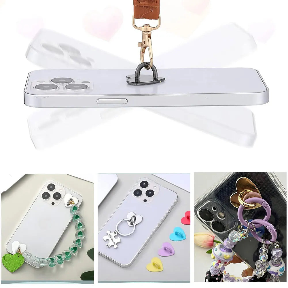 1/5PCS 2/2.4/2.5CM Cute Adhesive Metal Heart Sun Bow Phone Charm Holder Sticking Hooks Phone Case Finger Ring Buckle Accessory