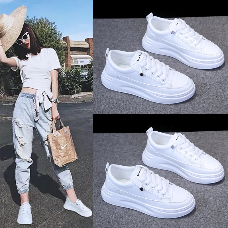 Women's White Sneakers for Summer2025Spring Season Internet Celebrity Sneakers Versatile Hot Style Spring and Autumn New Dad Sho