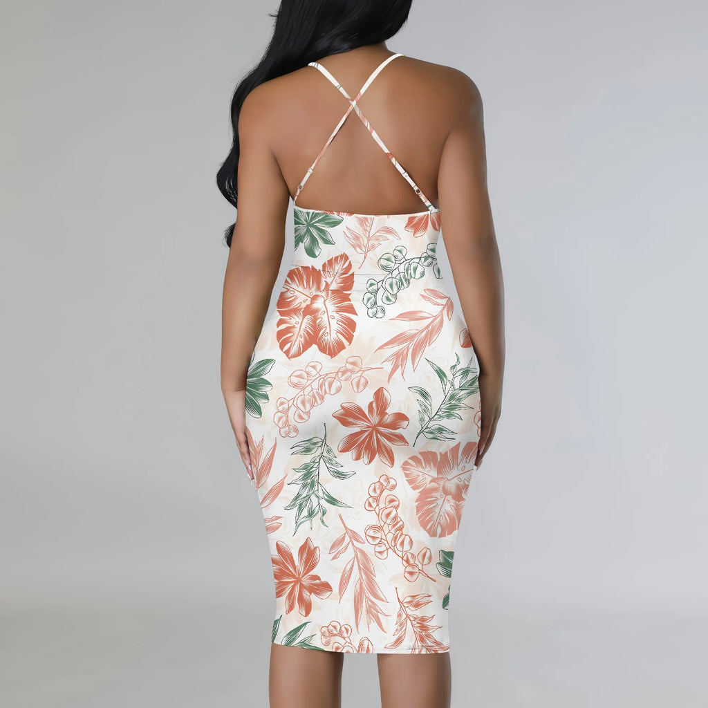 Women's clothing 2025 spring/summer new custom casual loose floral print hollow suspender dress