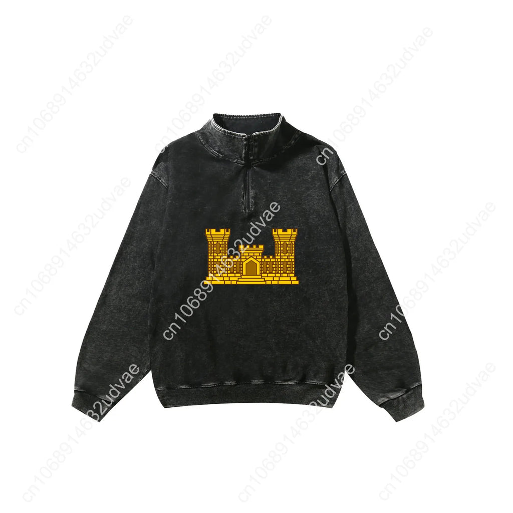 US Army Engineer Branch EN Retro Sweatshirt Man Woman Teenager Vintage Pullover Half Sweat Custom Made Tops Sleeved Tshirt
