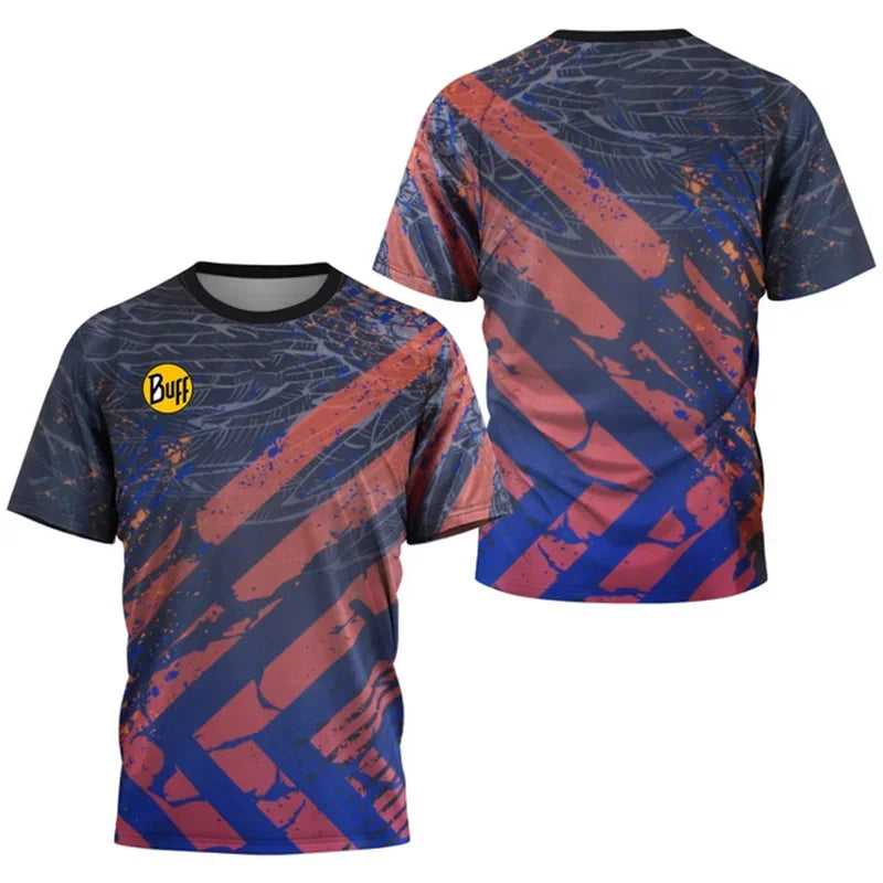 Men's tennis shoe printed T-shirt, quick drying short sleeved shirt, breathable, round neck, outdoor sports, summer