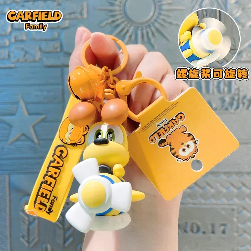 Anime Kawaii Garfield Action Figure Keychain Creative Rotating Aircraft Series Bag Pendant Cute Cartoon Garfield Model Toy Gift