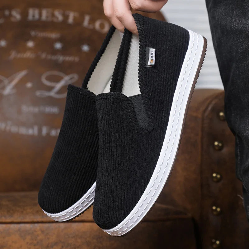 Old Beijing cloth shoes men spring and summer foot slip-off soft sole casual shoes work black cloth shoes men