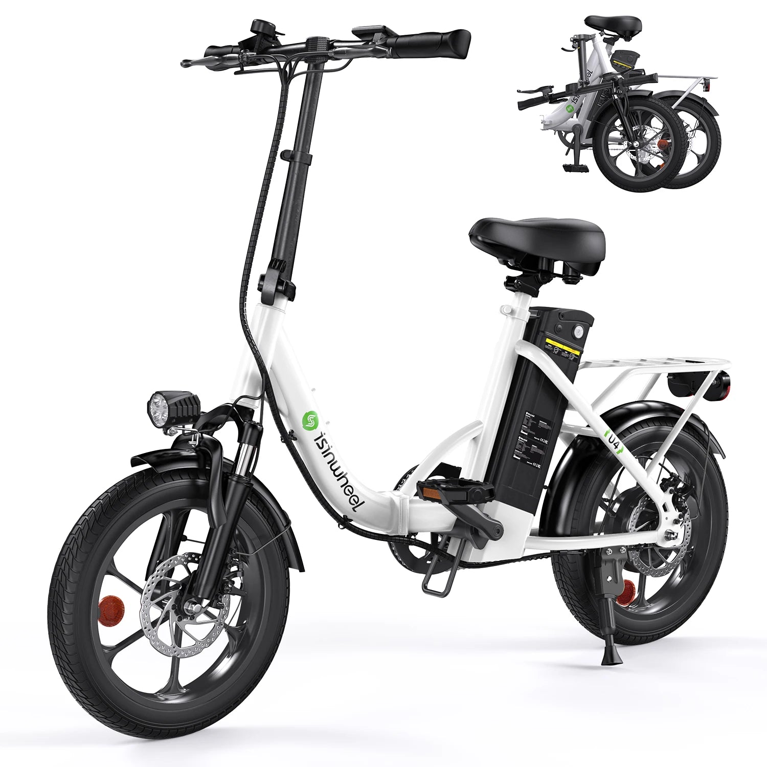 Isinwheel U4 Adult Electric Bicycle,500W city ebike, 36V 10.4AH commuting E-bike, 16  Tire Foldable Electric Bike