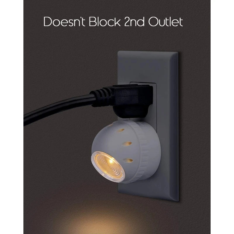 Emotionlite Plug-in Night Lights, Warm White LED Nightlight, 360° Rotation, Dusk to Dawn Sensor, Kids, Adult, Bedroom, Hallway