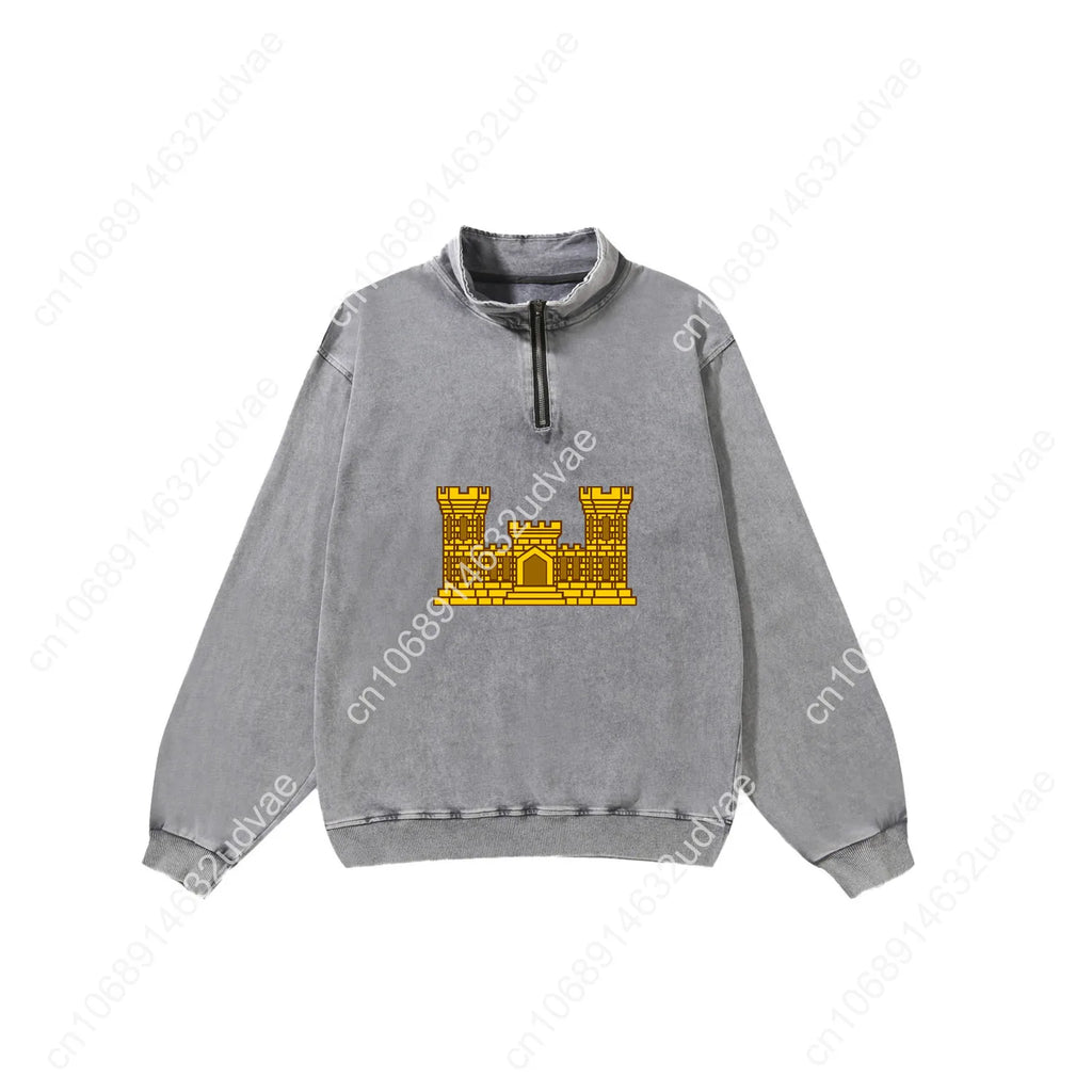 US Army Engineer Branch EN Retro Sweatshirt Man Woman Teenager Vintage Pullover Half Sweat Custom Made Tops Sleeved Tshirt