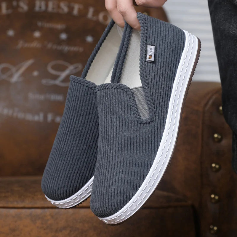 Old Beijing cloth shoes men spring and summer foot slip-off soft sole casual shoes work black cloth shoes men