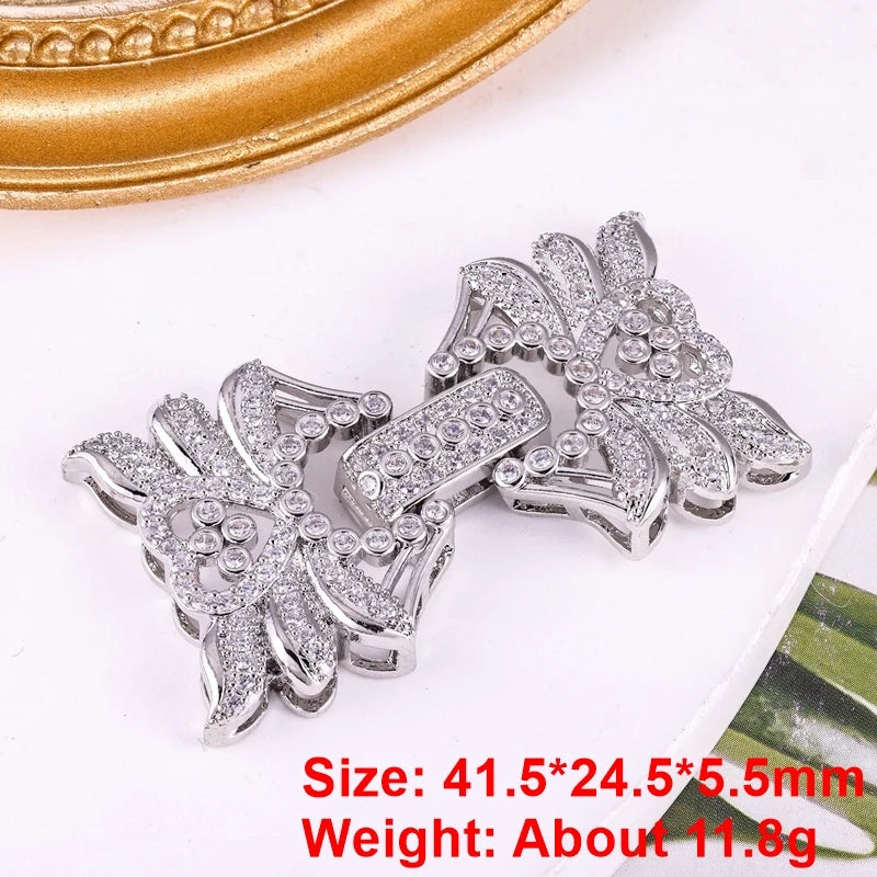 Juya 18K Gold Silver Plated Decorative Connector Fastener Hooks Lock Clasps For DIY Women Crystals Gems Pearls Jewelry Making