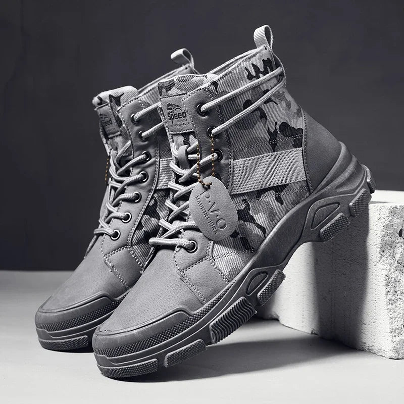 Hiking Boots For Men Autumn High Top Camouflage Desert Casual Flats Mens Boot Breathable Non Slip Work Shoes