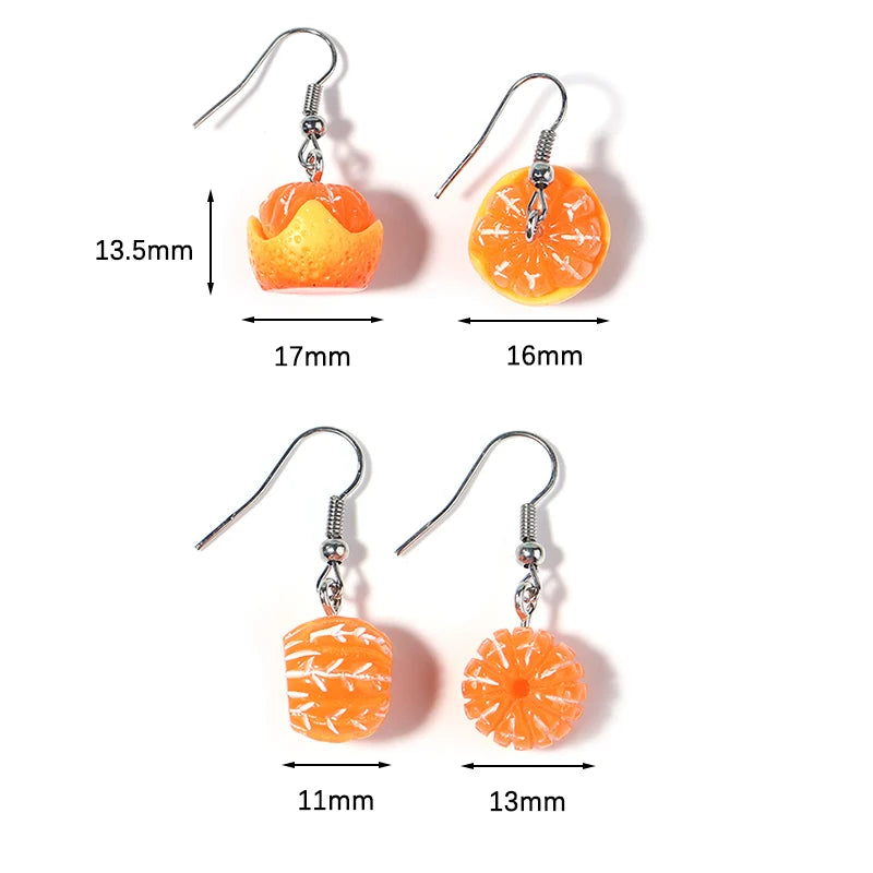 Emulational Tangerine Earring Set For Women Summer Fruit Jewelry Accessories Earrings Keychain Diy Jewelry Making Supplies