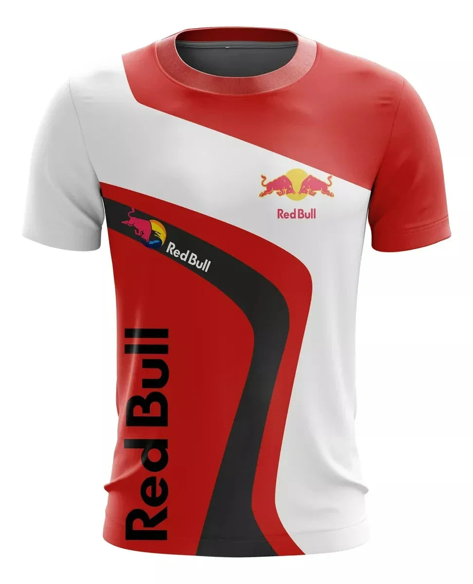 New T-shirt Luxury Brand Red Bull Racing Oversized Round Neck Top Red Bull Printed Men's T-shirt Sports Casual Large Size Top