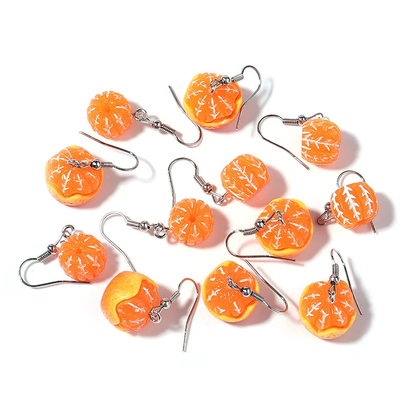Emulational Tangerine Earring Set For Women Summer Fruit Jewelry Accessories Earrings Keychain Diy Jewelry Making Supplies