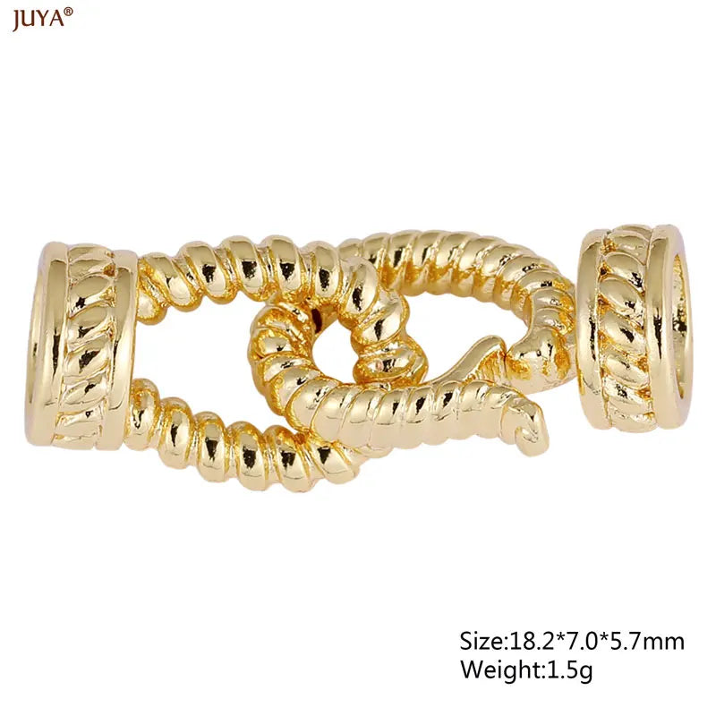 JUYA 18k Gold Silver Plated Copper Hooks Connectors Clasps Fastener For DIY Needlework Pearls Jewelry Making Accessories