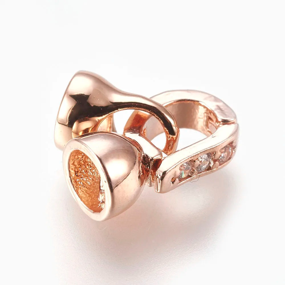 5Sets Brass Micro Pave Cubic Zirconia Fold Over Clasps 12x6.5x6mm For DIY Bracelet Necklace Jewelry End Connector Accessories