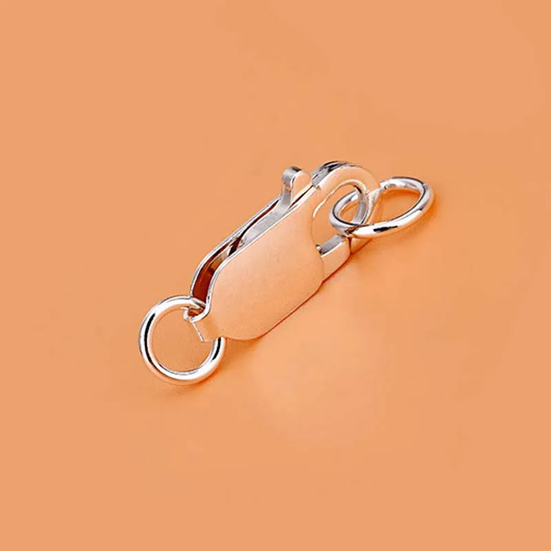 2pcs Real Pure Solid 925 Sterling Silver Lobster Clasp Hook Claw Buckle With Double Sealed Ring Connector Jewelry Findings