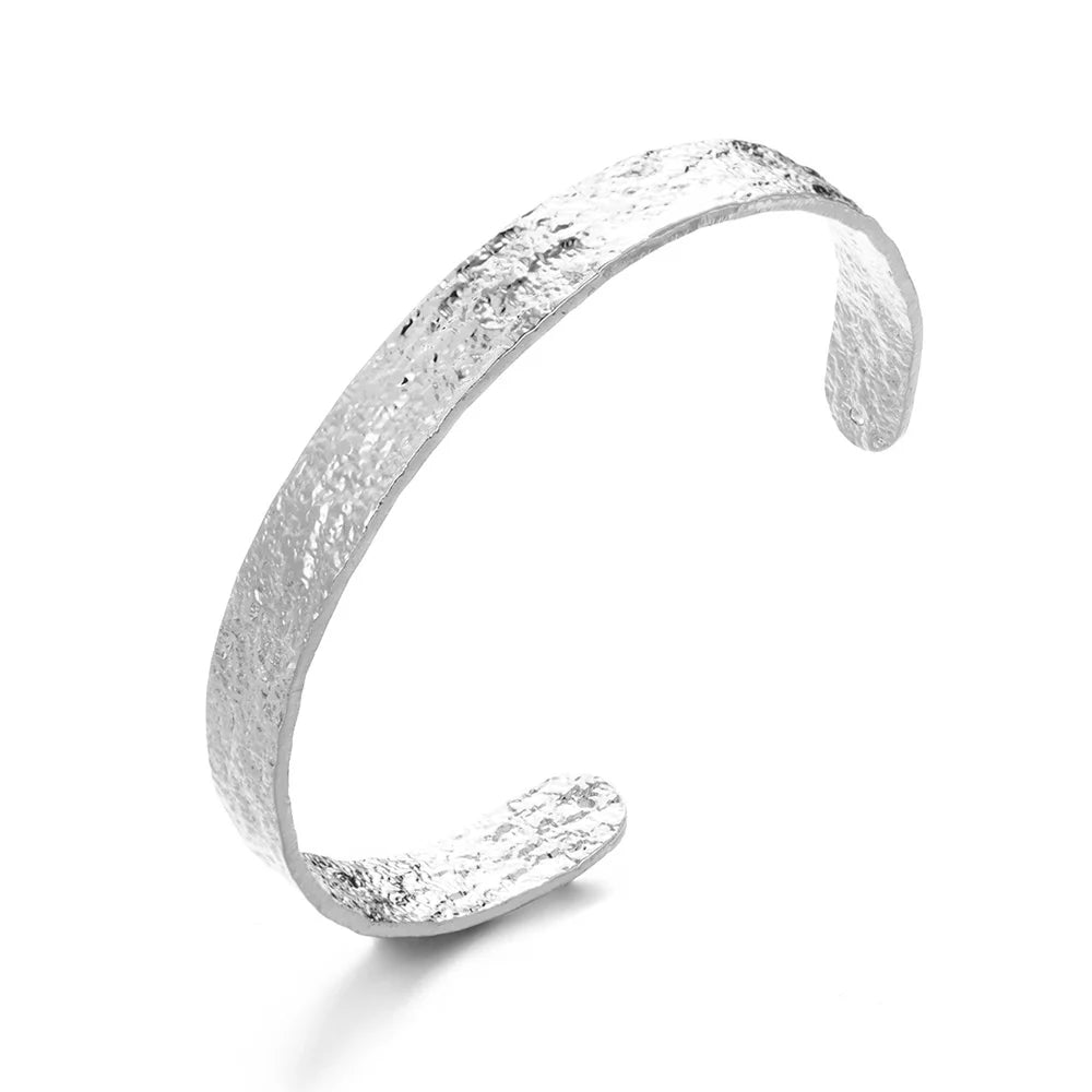 Exquisite Classic Bump Pattern Openning Bangles Bracelet For Women Cuff Bracelet Gold Color Stainless Steel Hand Ornament Gift