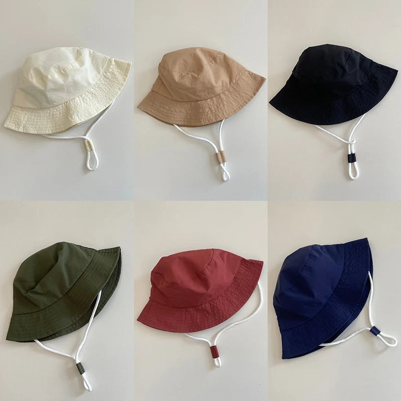 Cotton Kids Hats Baby Toddler Children Solid Bucket Caps Boys Girls Soft Breathable Outing Sun Hats Summer Chic Panama Caps 1-6Y