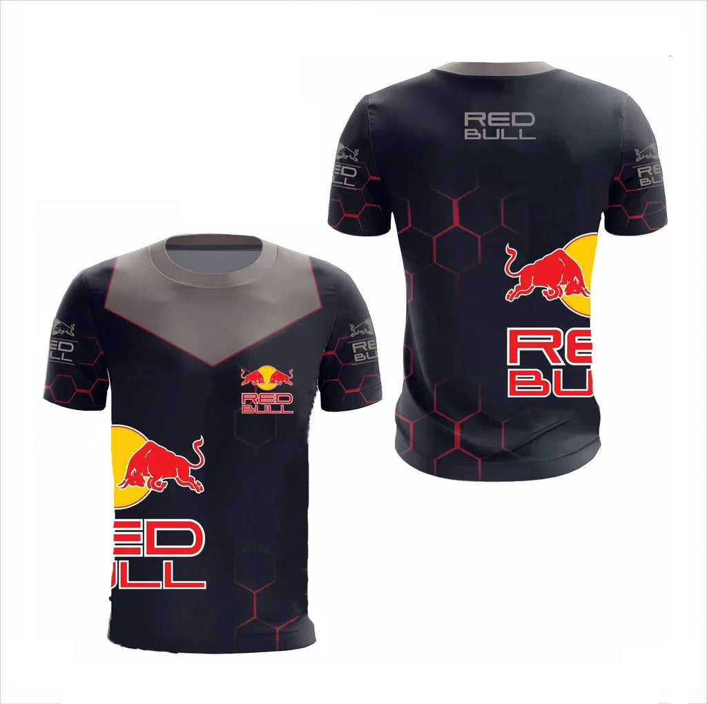 New Red Bull Racing T-Shirt Men'S Sports Round Neck T-Shirt Red Bull 3D Printed Motorcycle Racing Suit Casual Oversized Top