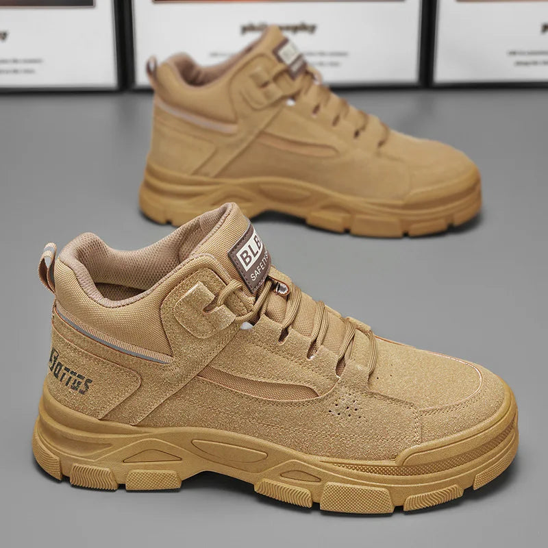 Spring men's shoes new breathable high-top men's all-match non-slip wear-resistant outdoor work shoes labor protection shoes
