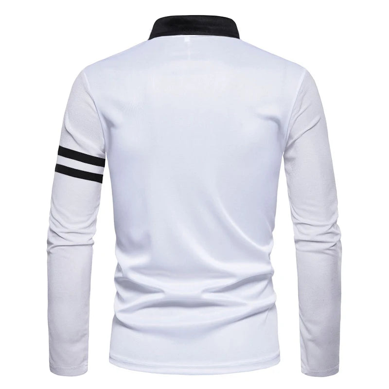 Brand new 2025 Men's Fashion Business Leisure Men's Clothing Men's Long Sleeve Polo Shirt