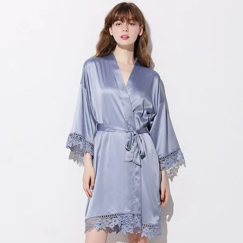 Bridesmaid Robes Bride Gift Bride Robe Bridesmaid Gift Satin Lace Robe Bride Dressing Gown Bridal Party Robes Wedding Robe Perso