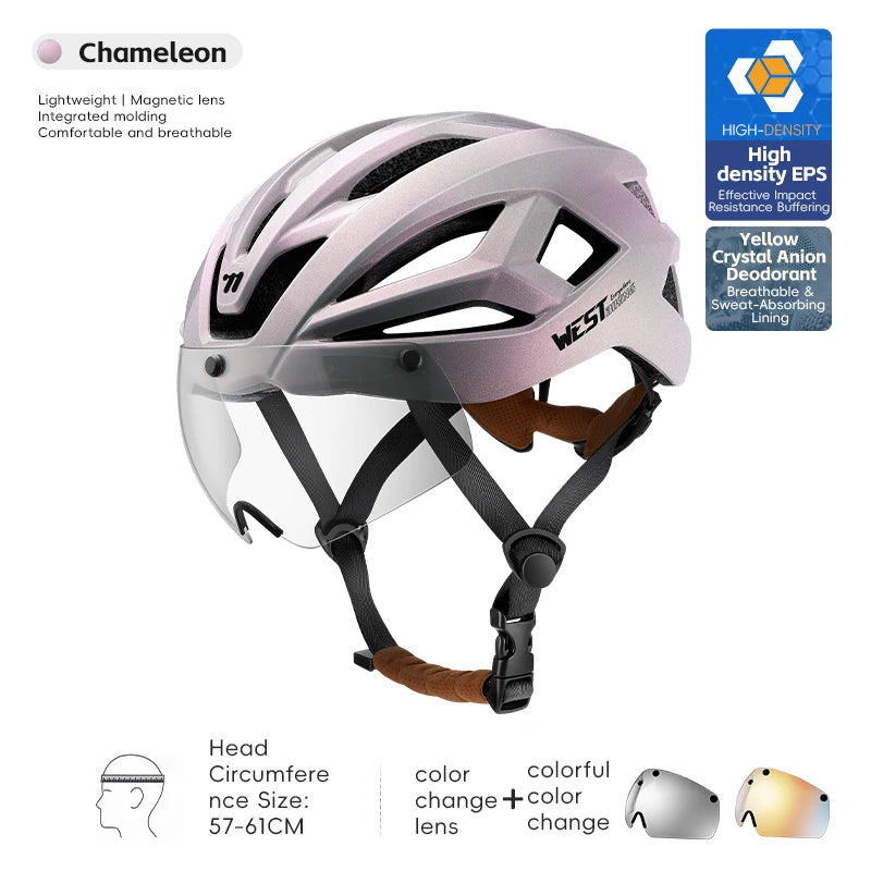 WEST BIKING Magnetic Goggles Bike Helmet Ultralight Aero Cycling Helmet Men Women Electric Scooter Motorcycle Bicycle Helmet