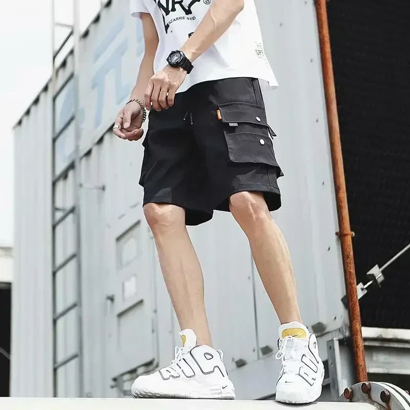 2024 Summer Men's American Style Straight-leg Mid-length Shorts Multi-pocket Breathable Colorful Workwear Casual Shorts