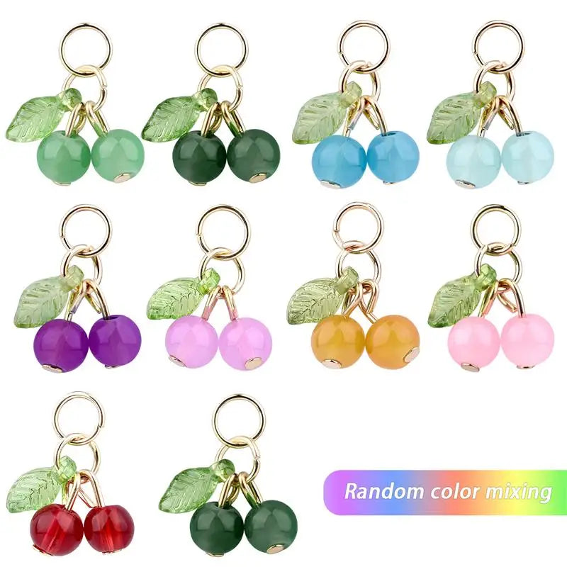 10Pcs/lot Fashion Delicious Red Cherry Keychain Summer Fruit Cherries Pendant Keyring For Women Men Jewelry Bag Accessories Gift