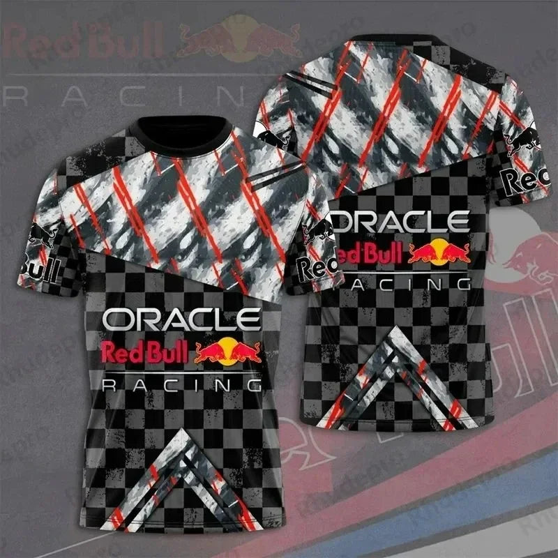 New T-shirt Luxury Brand Red Bull Racing Oversized Round Neck Top Red Bull Printed Men's T-shirt Sports Casual Large Size Top