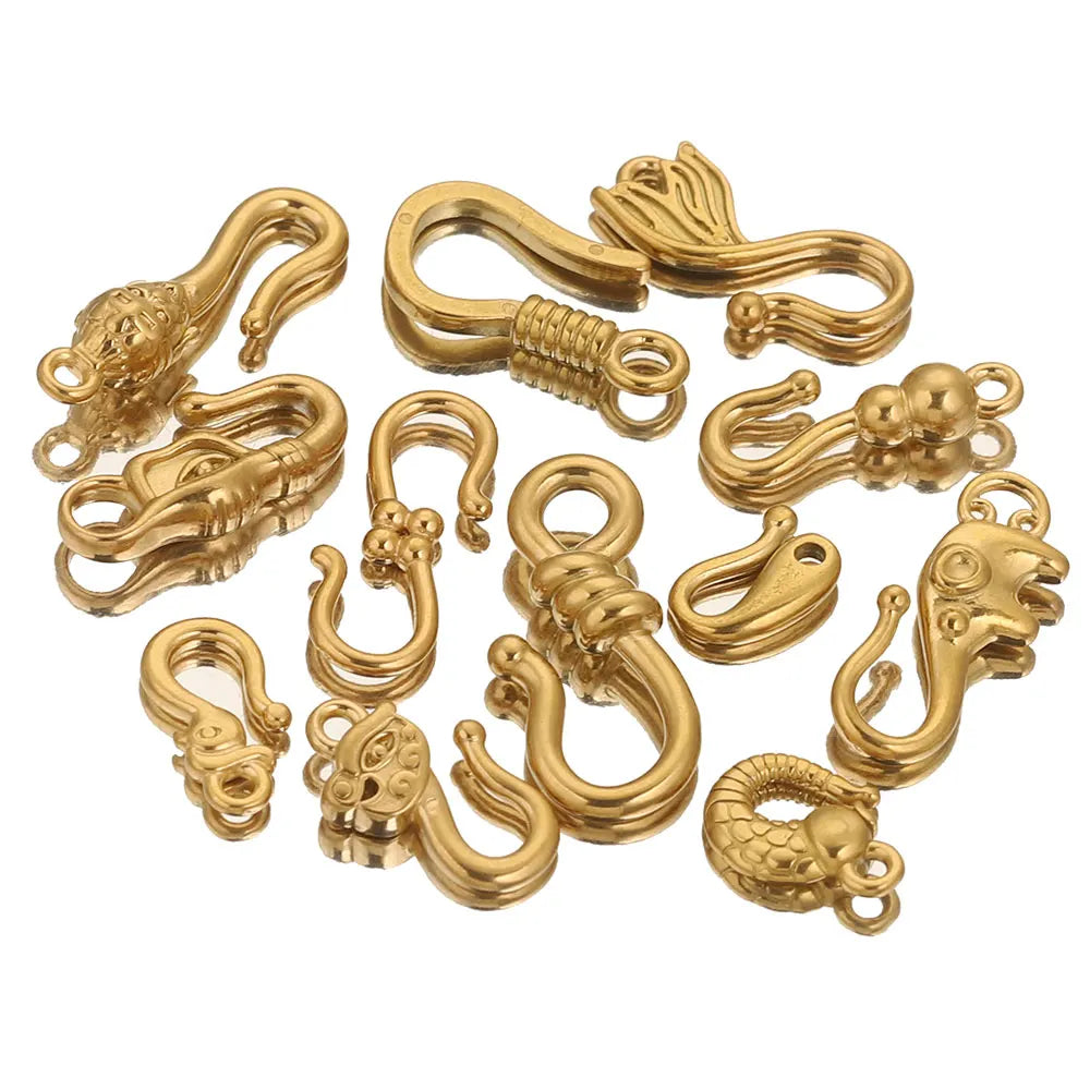 10pcs Lot Stainless Steel S Gold Jewelry Making Clasps Hooks Fasteners Connectors for Bracelet Nacklace Jewelry Making Materials