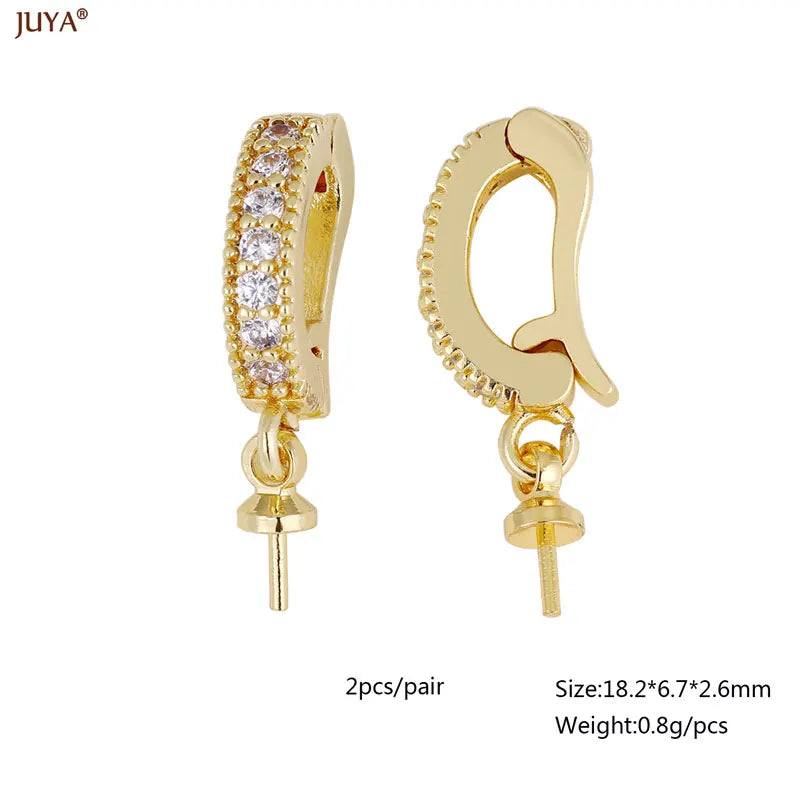 JUYA 18k Gold Silver Plated Copper Hooks Connectors Clasps Fastener For DIY Needlework Pearls Jewelry Making Accessories