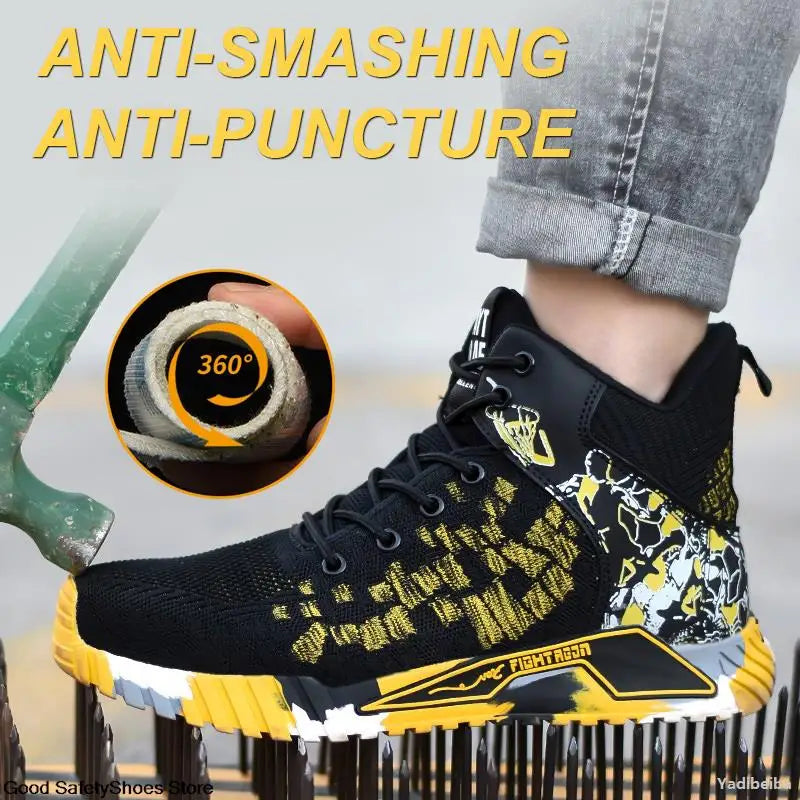 Work Safety Boots Men Work Shoes Steel Toe Safety Shoes Men Lightweight Indestructible Boots Anti-puncture Work Sneakers Male