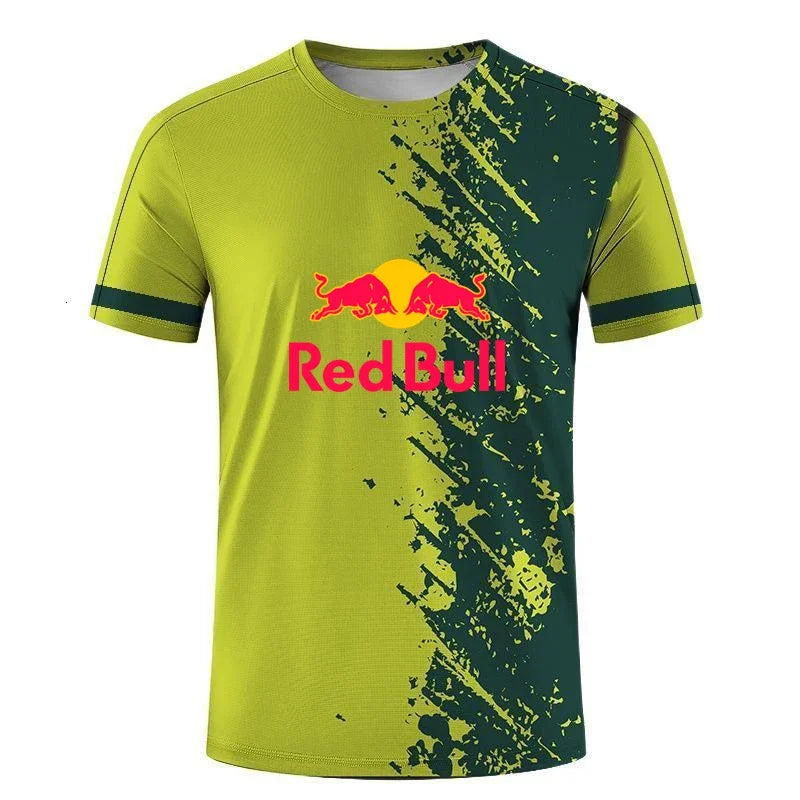 Men's Red Bull logo Badminton Tennis Series 3D Harajuku Print And Women's Sports leisure Loose Short Sleeve Round Neck T shirt